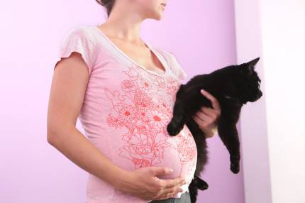 Donna incinta con gatto