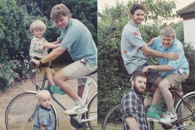 famiglia riunita sulla bici