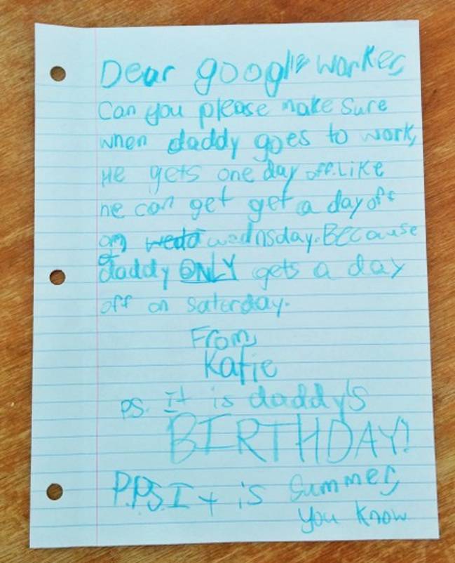 Lettera di una bambina a google 
