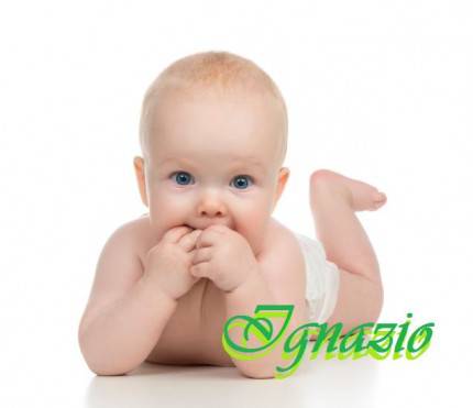 ignazio Child baby girl in diaper lying happy smiling