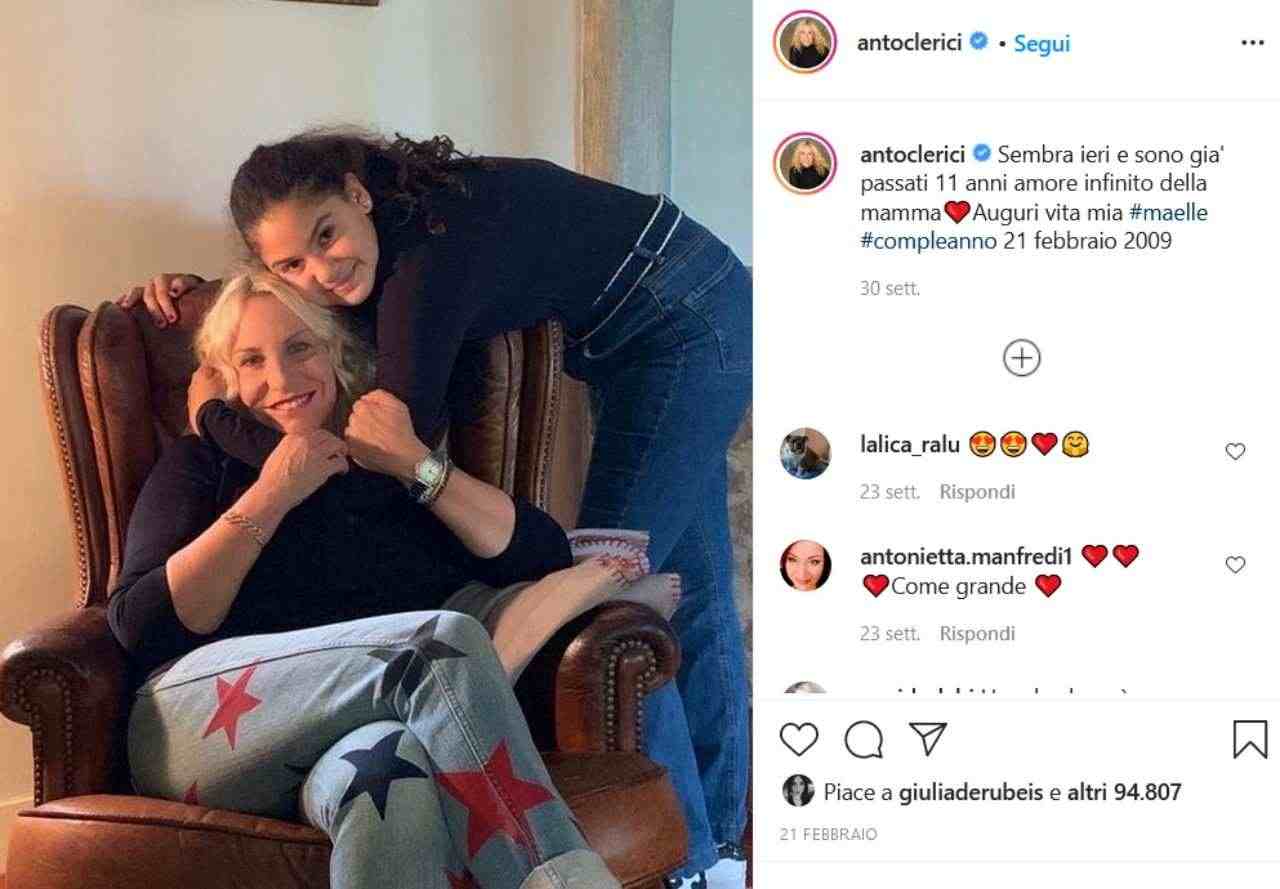 Antonella Clerici con la figlia Maelle (fonte Instagram @antoclerici)